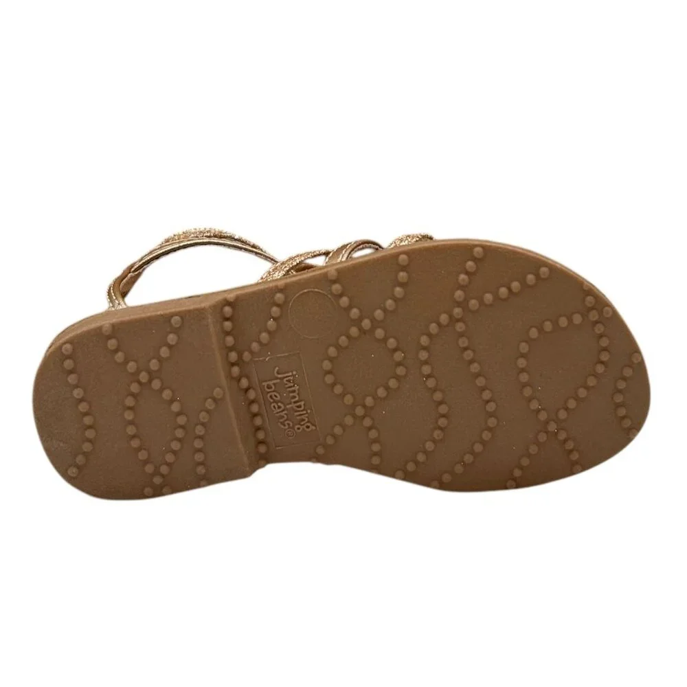 Jumping Beans Toddler Girls Gladiator Style‎ Sandals Size 7 Gold Brown Open Toe